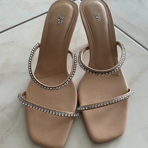 Zara vegan leather nude tan heels